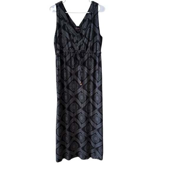 Fresh Produce Printed Maxi Tank Summer Dress Size Lg Black Gray Casual Longline - Picture 11 of 11